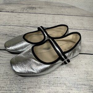 Zara Silver Mary Janes Flats Size 31
